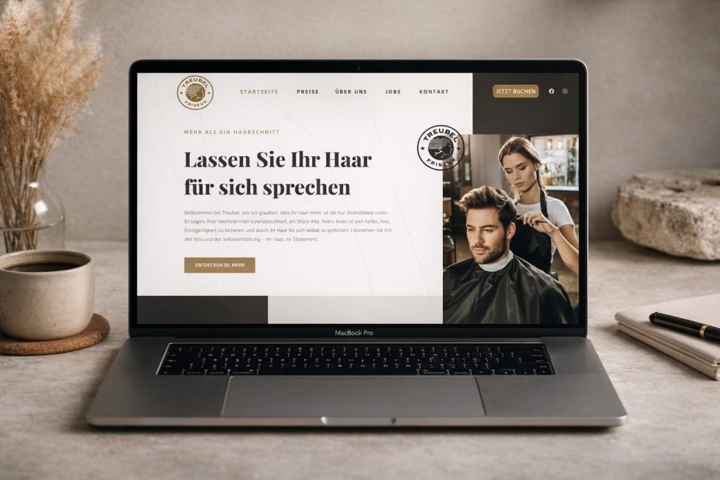 Moderne Friseur-Website im Mockup – Webdesign für Friseur Treubel