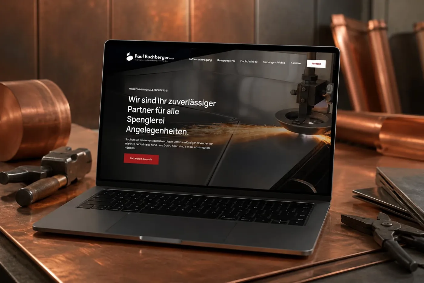 Website der Paul Buchberger GmbH auf einem Laptop