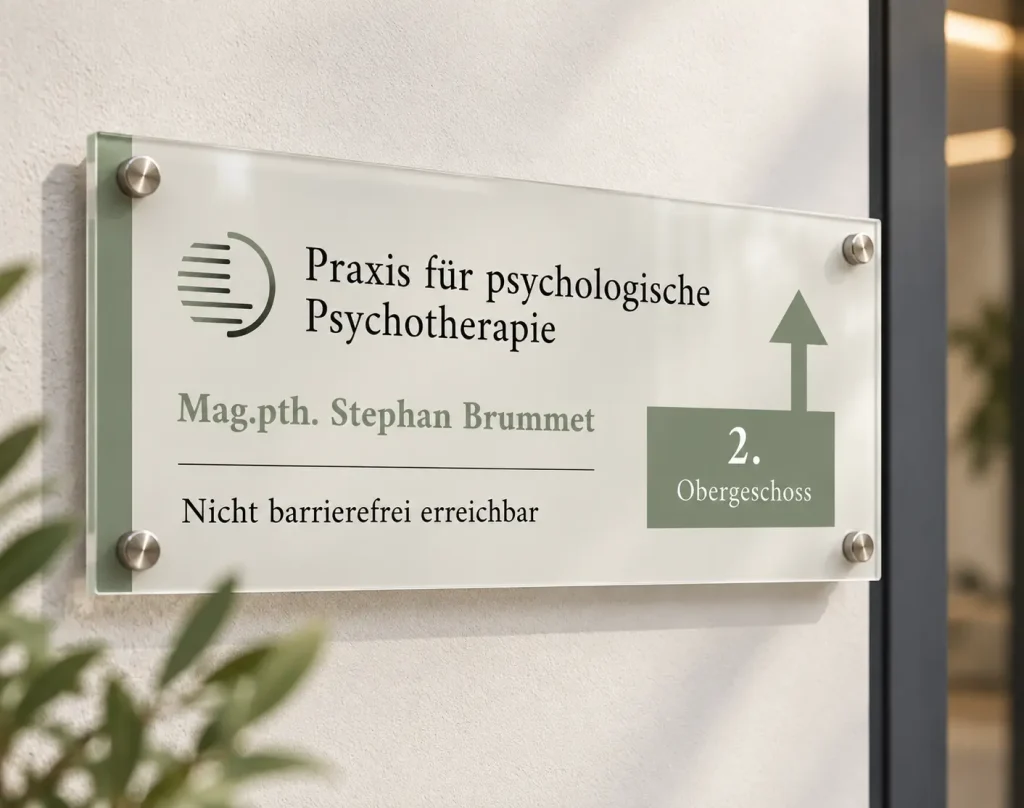 Hinweisschild für eine psychotherapeutische Praxis