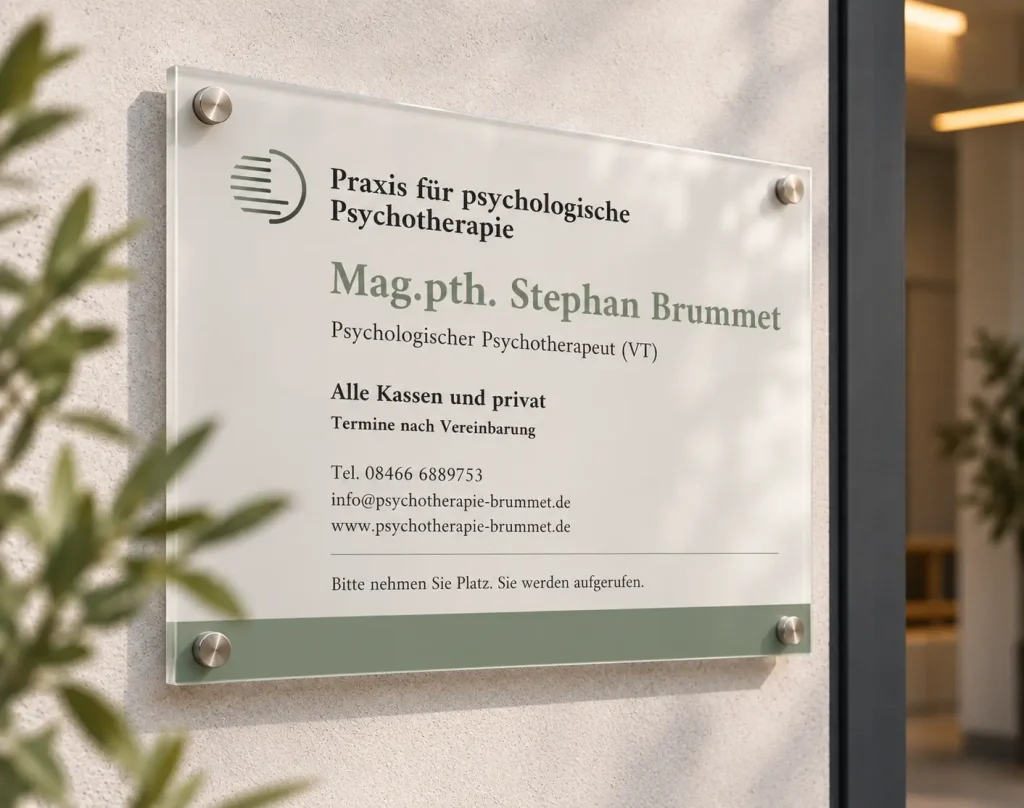 Praxisschild für eine psychotherapeutische Praxis